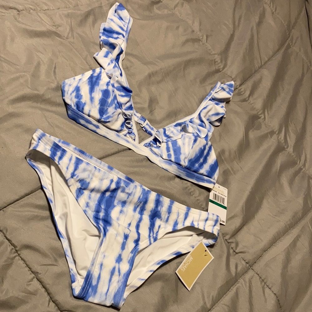 NWT MICHAEL KORS 2 Piece Bikini MK Swimsuit Women’s Size L Swim Wear Summer Fun